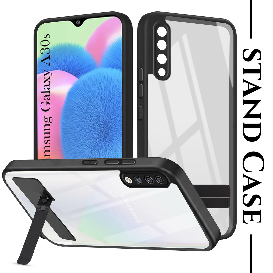 For Samsung Galaxy A30s Back Cover Case (Built-in Stand | Lifetime Anti Yellow | Kickstand Shockproof | Camera Protection | MagSafe Compatible)