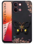For Vivo Y51 Pro 5G | Vivo T5x Back Cover Case (Soft Butterfly Embroidery | Women Teen Girls | Camera Protection| Matte Silicone)