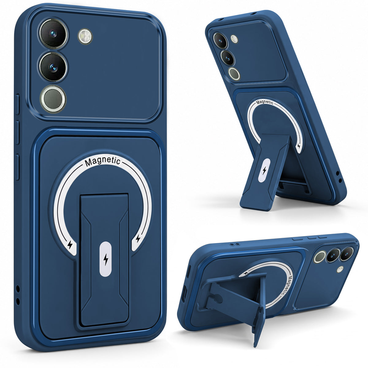 For Vivo Y200 Back Case Cover Metallic (Hybrid Armor Kickstand | MagSafe Compatible | Camera Protection Shockproof)