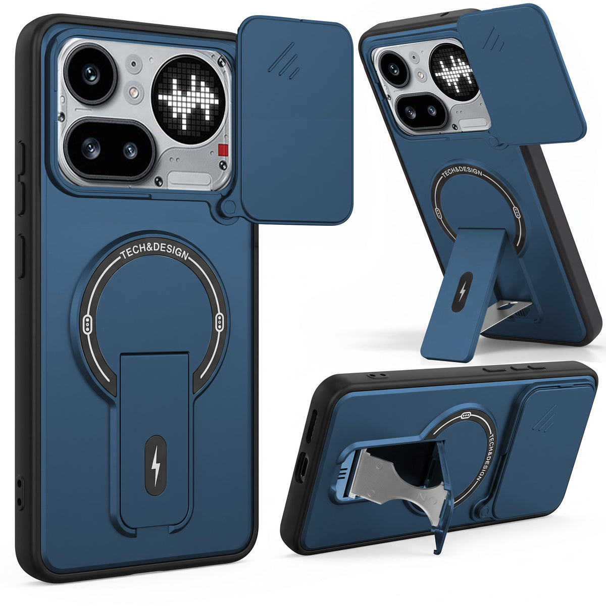 For Nothing Phone 4A Pro 5G Back Case Cover Metallic (Hybrid Armor Kickstand | Sliding Shutter Camera Protection | MagSafe Compatible)