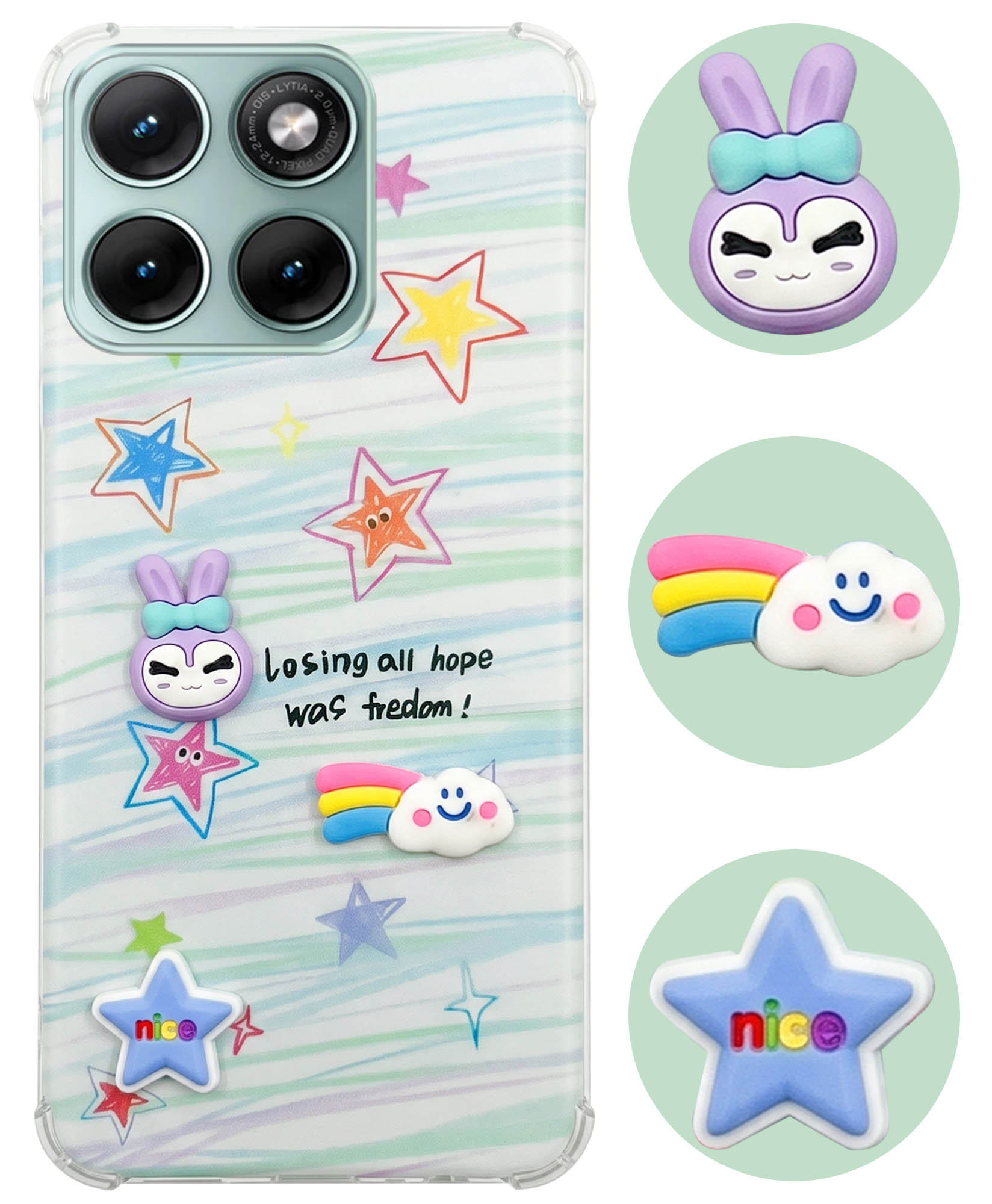 For Motorola Moto Edge 70 Fusion Back Cover Case (3D Cute Cartoons | Hard Back Side Soft | Matte Premium Finish | HD Printing)