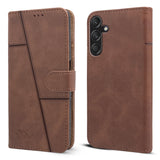 For Samsung Galaxy F55 5G | M55 5G Flip Cover Case (Stitched Leather with Magnetic Closure | Black)