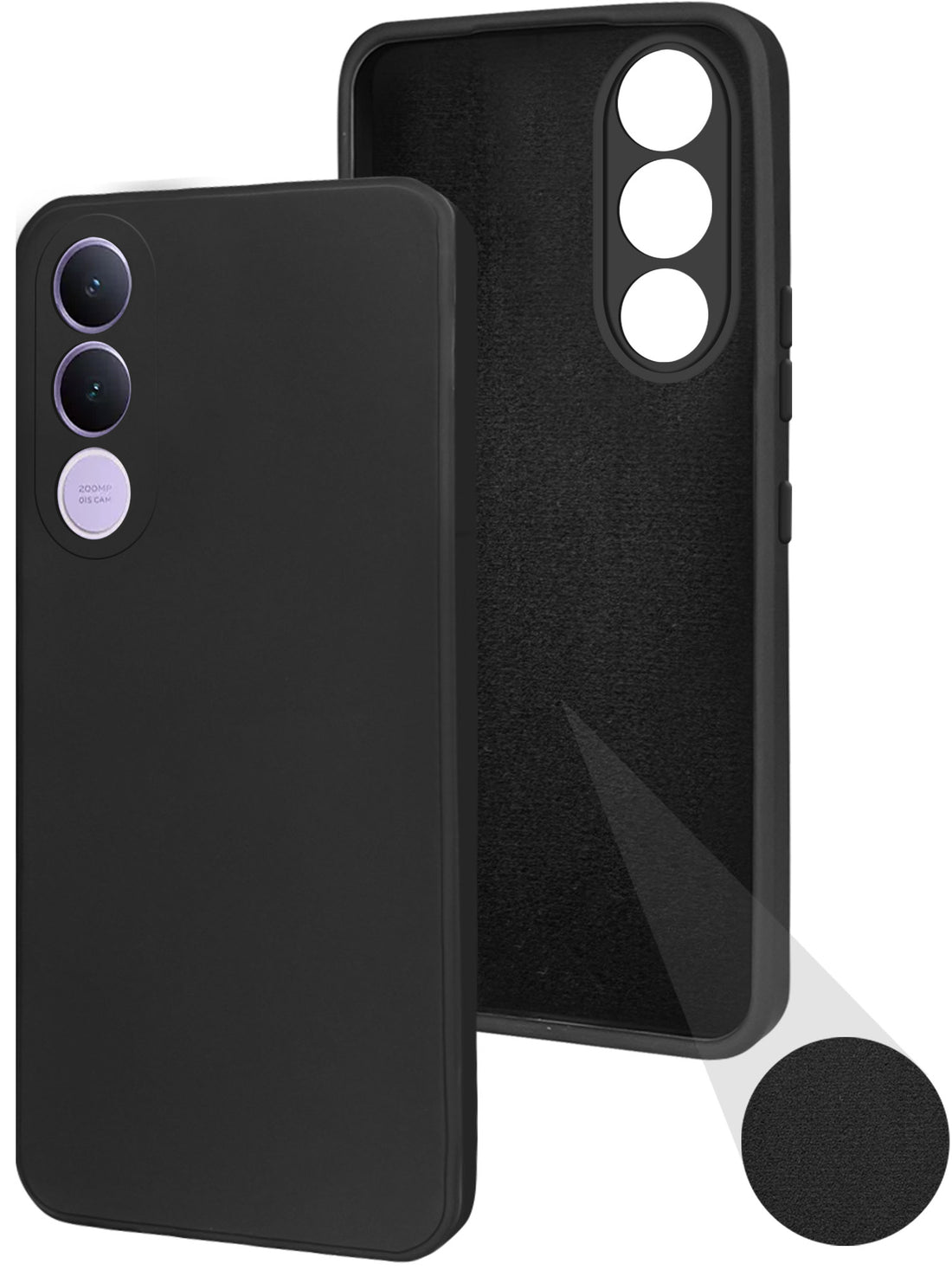 For Vivo V70 FE 5G Back Cover Case (Matte Finish Silicone with Inside Fiber cloth)