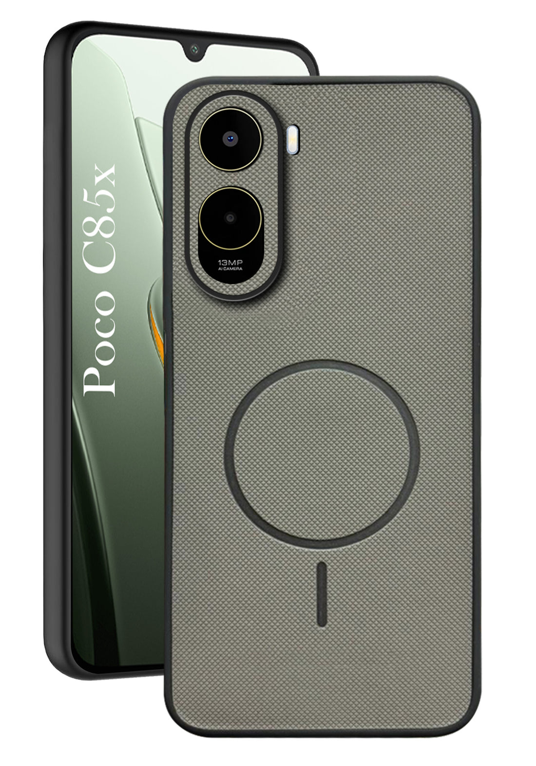 For Poco C85x 5G Back Cover Case PU Leather (Texture Grip Design | Professional Minimalist | Camera Protection | Soft and Flexible)