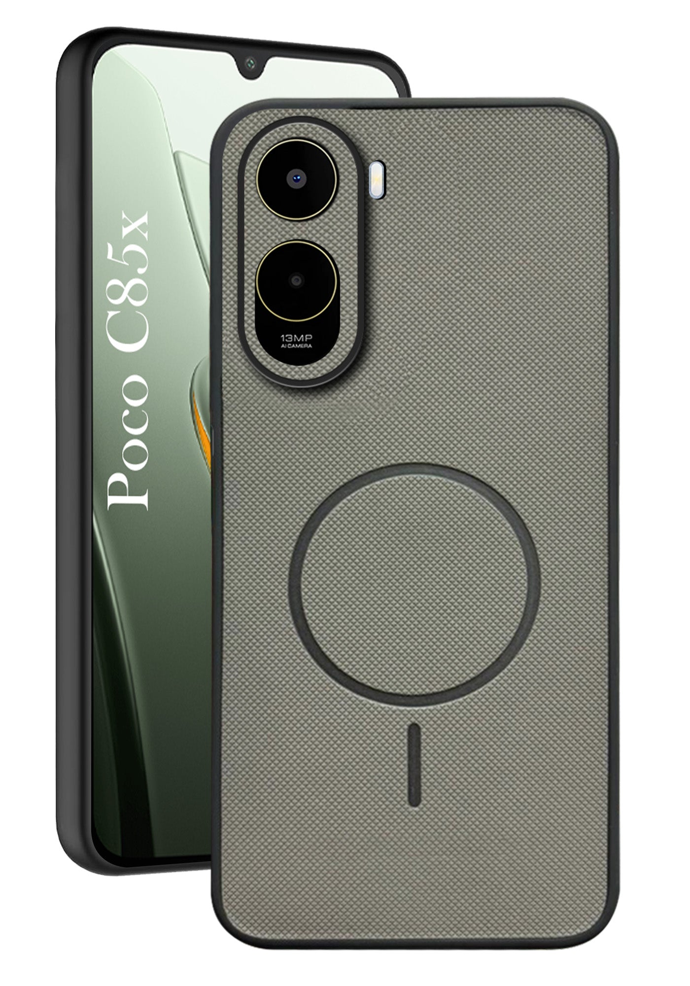 For Poco C85x 5G Back Cover Case PU Leather (Texture Grip Design | Professional Minimalist | Camera Protection | Soft and Flexible)
