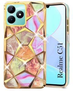 For Realme C51 Back Cover Case ( Dual Design Glitter Sparkle and Detachable Diamond Print Case | Soft and Flexible)