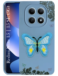 For Xiaomi Redmi Note 15 5G | Redmi Note 15 SE 5G Back Cover Case (Soft Butterfly Embroidery | Women Teen Girls | Camera Protection| Matte Silicone)