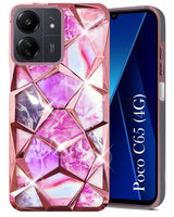 For Poco C65 Back Cover Case (Dual Design Glitter Sparkle and Detachable Diamond Print Case | Soft and Flexible)