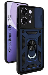 For Oppo Reno14 Pro 5G | Oppo Reno 14 Pro 5G Back Cover Case (Sliding Shutter Camera Protection | Polycarbonate |Ring Holder Kickstand)