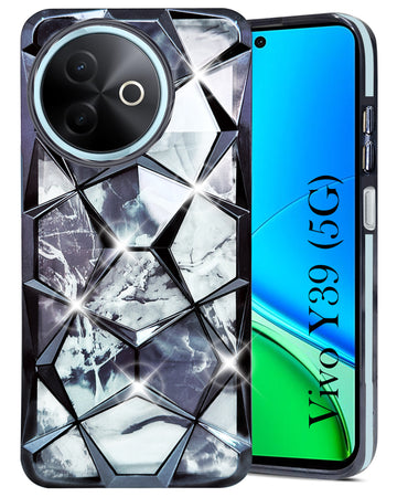 For Vivo Y39 Back Cover Case ( Dual Design Glitter Sparkle and Detachable Diamond Print Case | Soft and Flexible)
