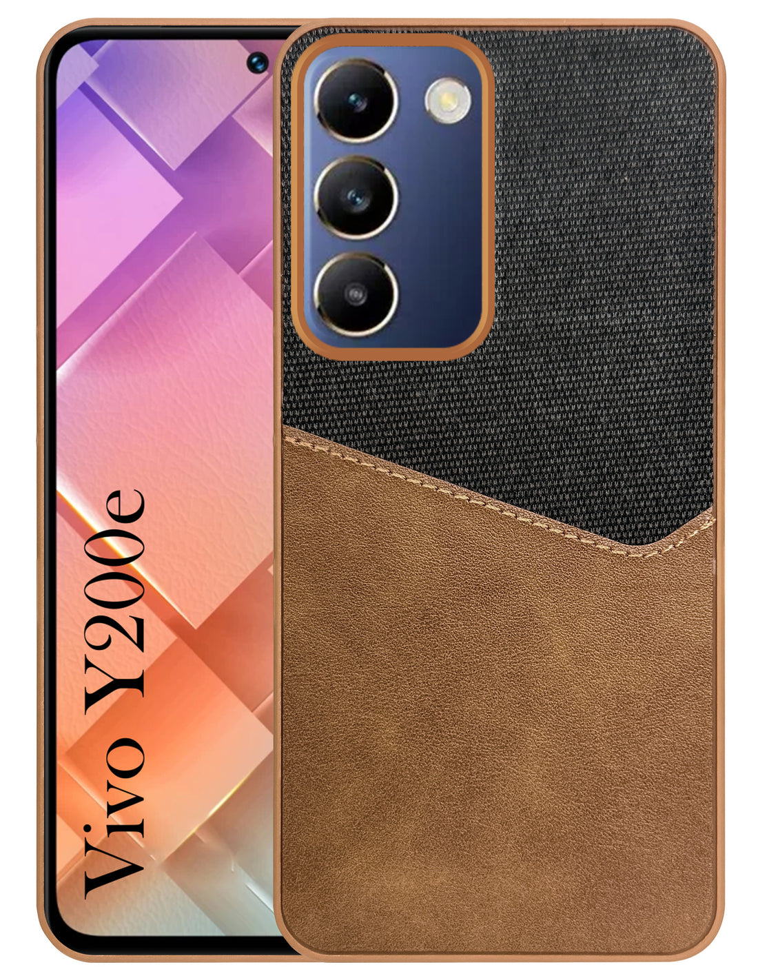 For Vivo Y200e Back Cover Case (Dual PU Leather Stitch | Professional Minimalist | Soft and Flexible)