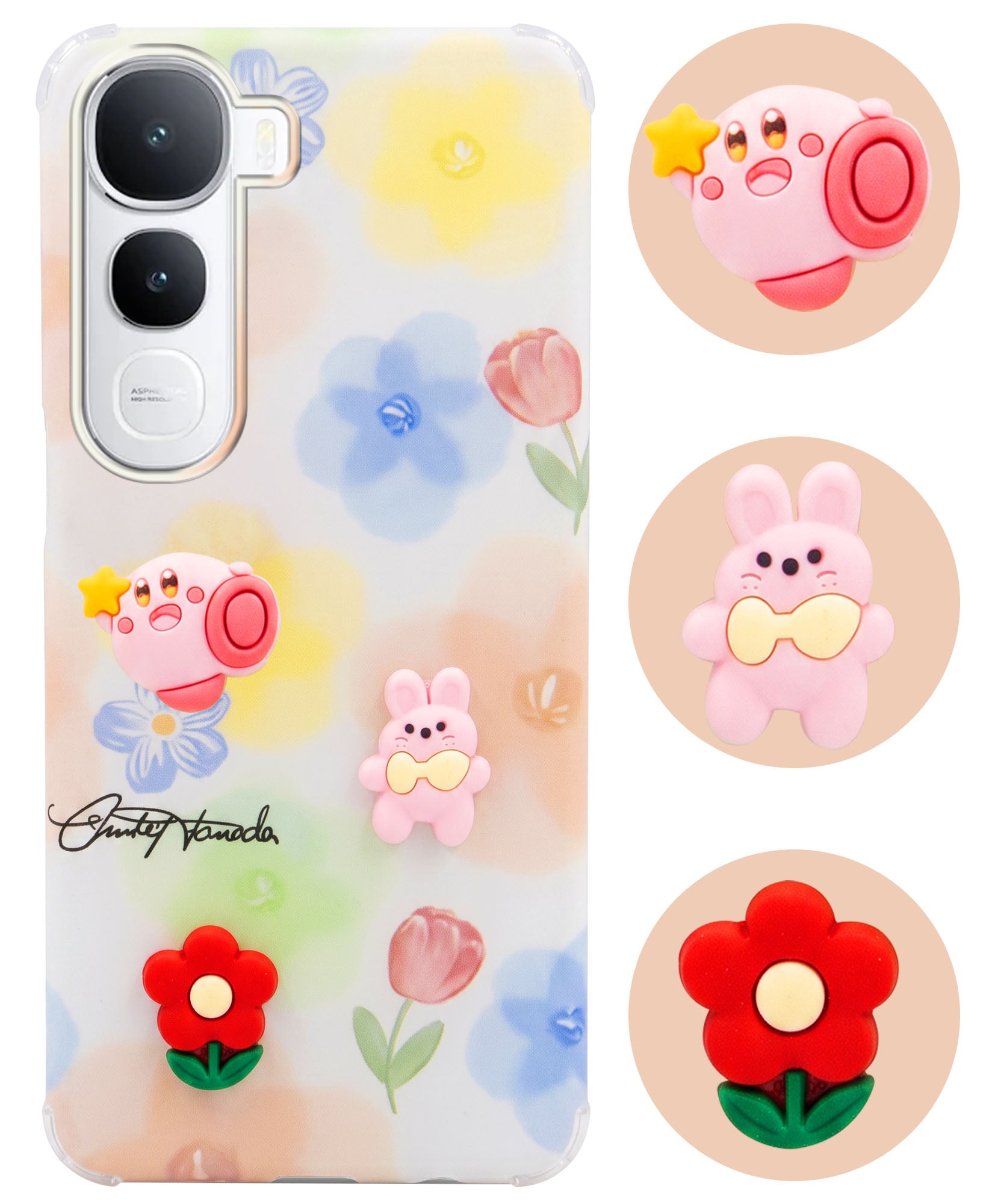 For Vivo Y400 Back Cover Case (3D Cute Cartoons | Hard Back Side Soft | Matte Premium Finish | HD Printing)