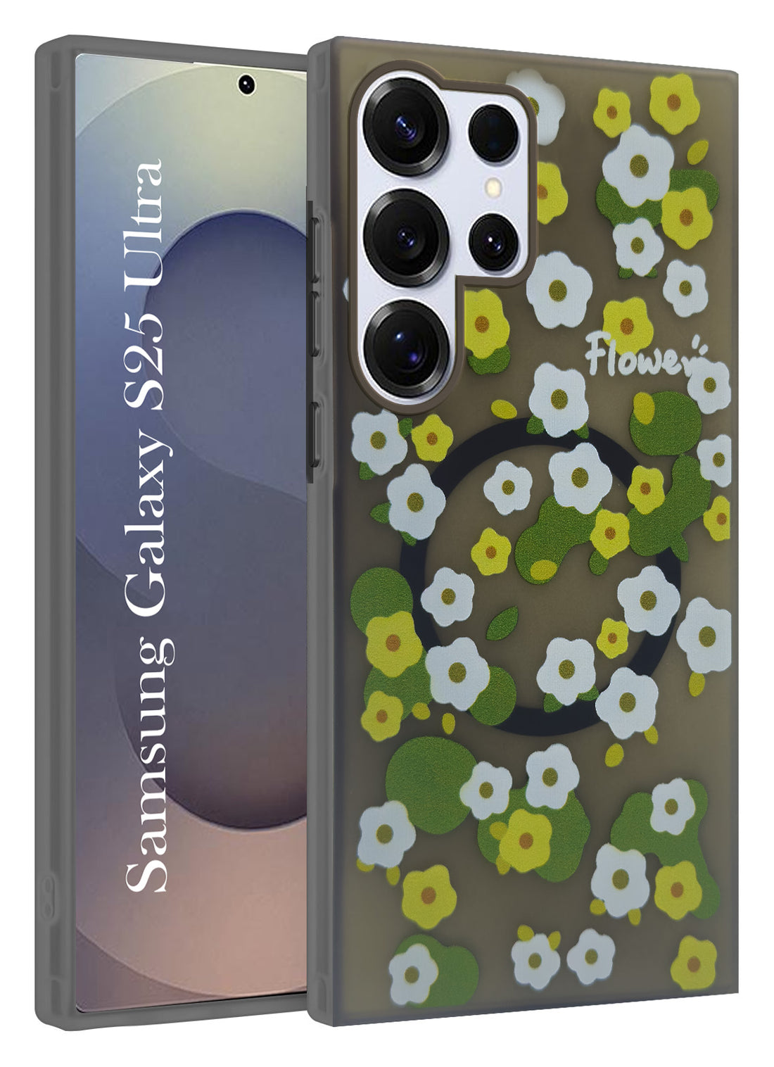 For Samsung Galaxy S25 Ultra Back Cover Case (Cute Floral Design | Flower Print for Girls | MagSafe Compatible Wireless Charging) as