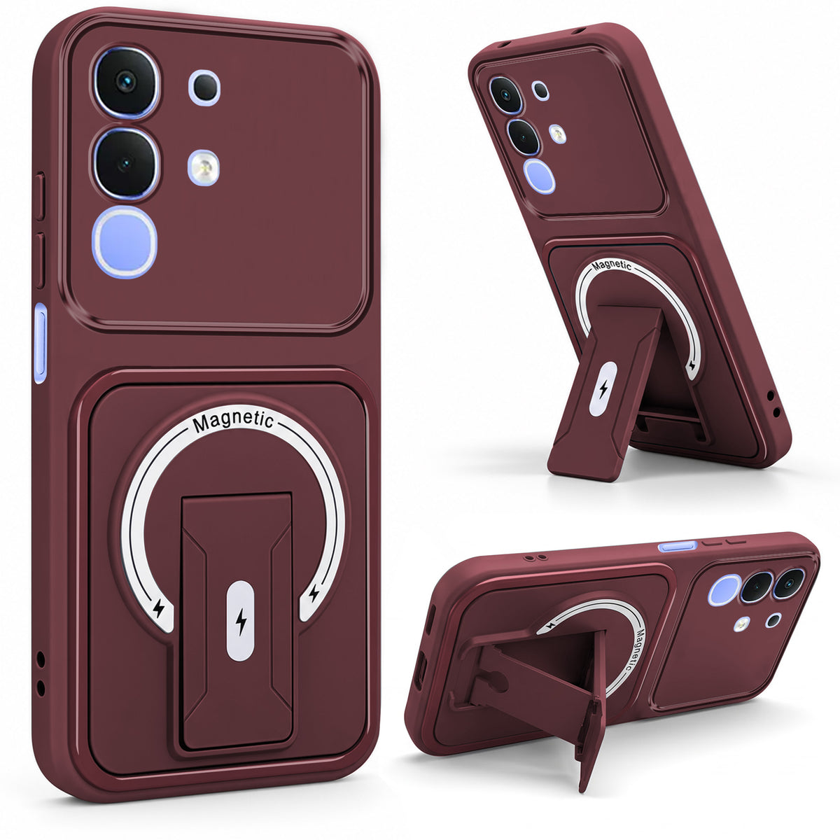 For Vivo iQOO Z10x Back Case Cover Metallic (Hybrid Armor Kickstand | MagSafe Compatible | Camera Protection Shockproof)