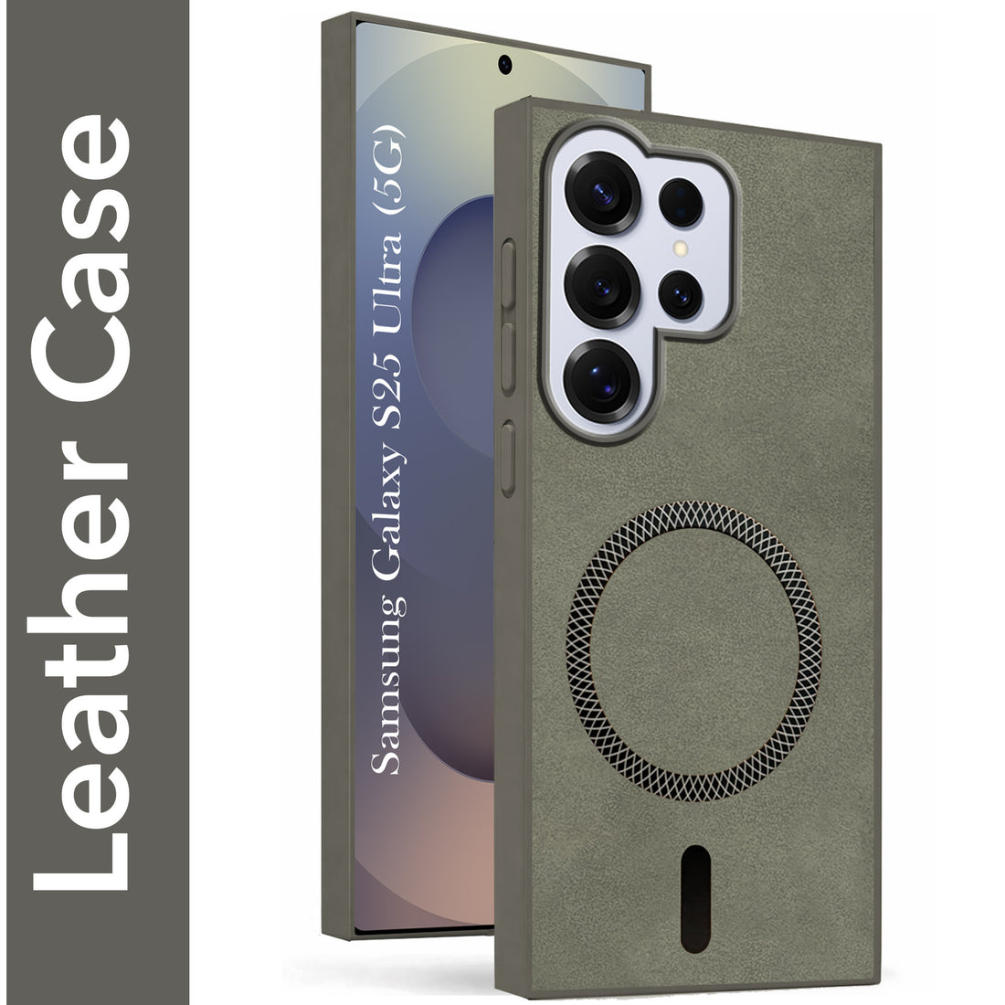 For Samsung Galaxy S25 Ultra Back Cover Case (Sleek Leather Finish | MagSafe Compatible Wireless Charging | Camera Bump Protection)