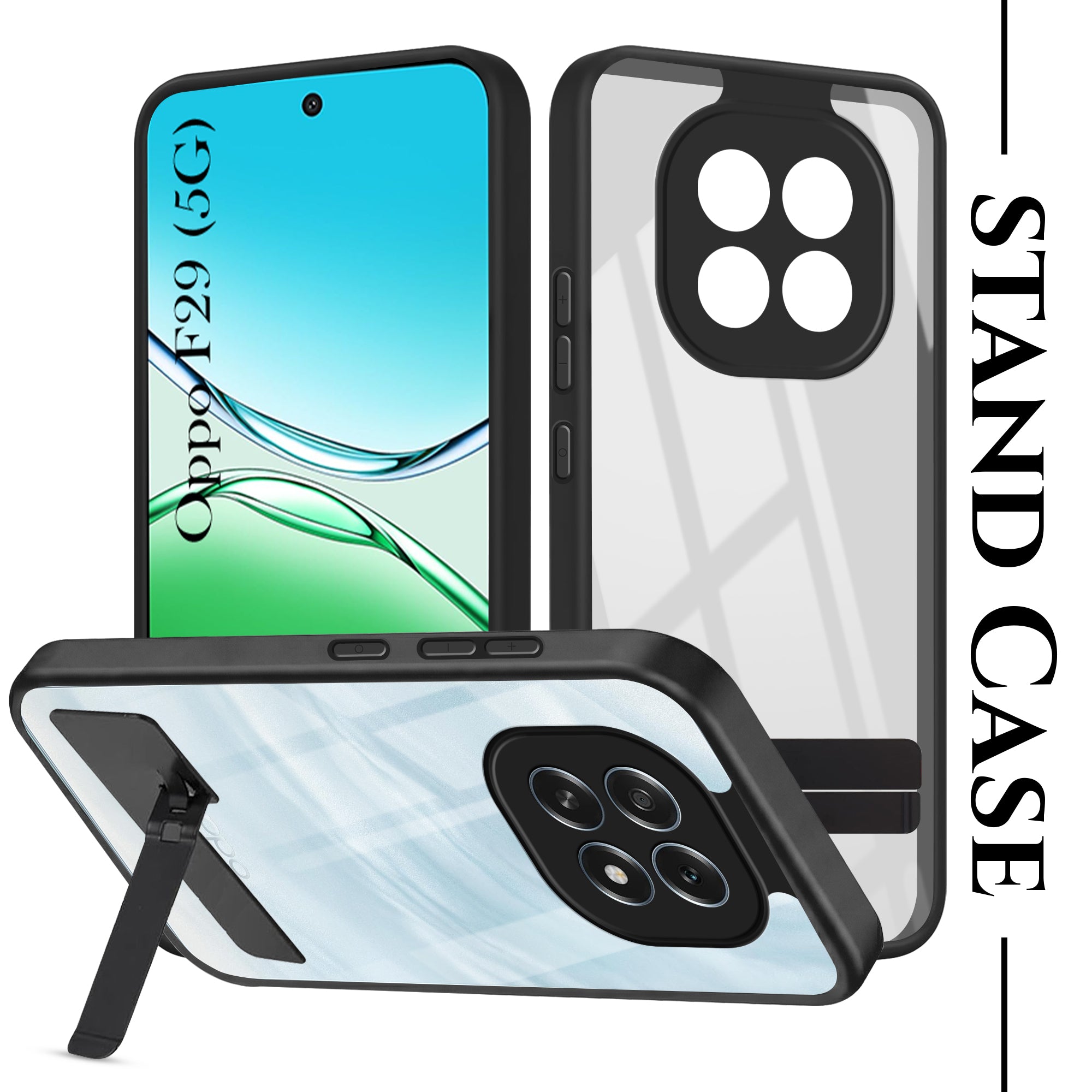 For Oppo F29 Back Cover Case (Built-in Stand | Lifetime Anti Yellow | Kickstand Shockproof | Camera Protection | MagSafe Compatible)