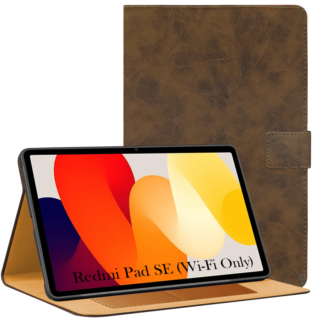 For Redmi Pad SE 11 Inch 23073RPBFG Flip Cover Folio Cover (PU Leather | Multi-Angle Smart Stand | Card Storage Slots | Silicone Back Pouch)