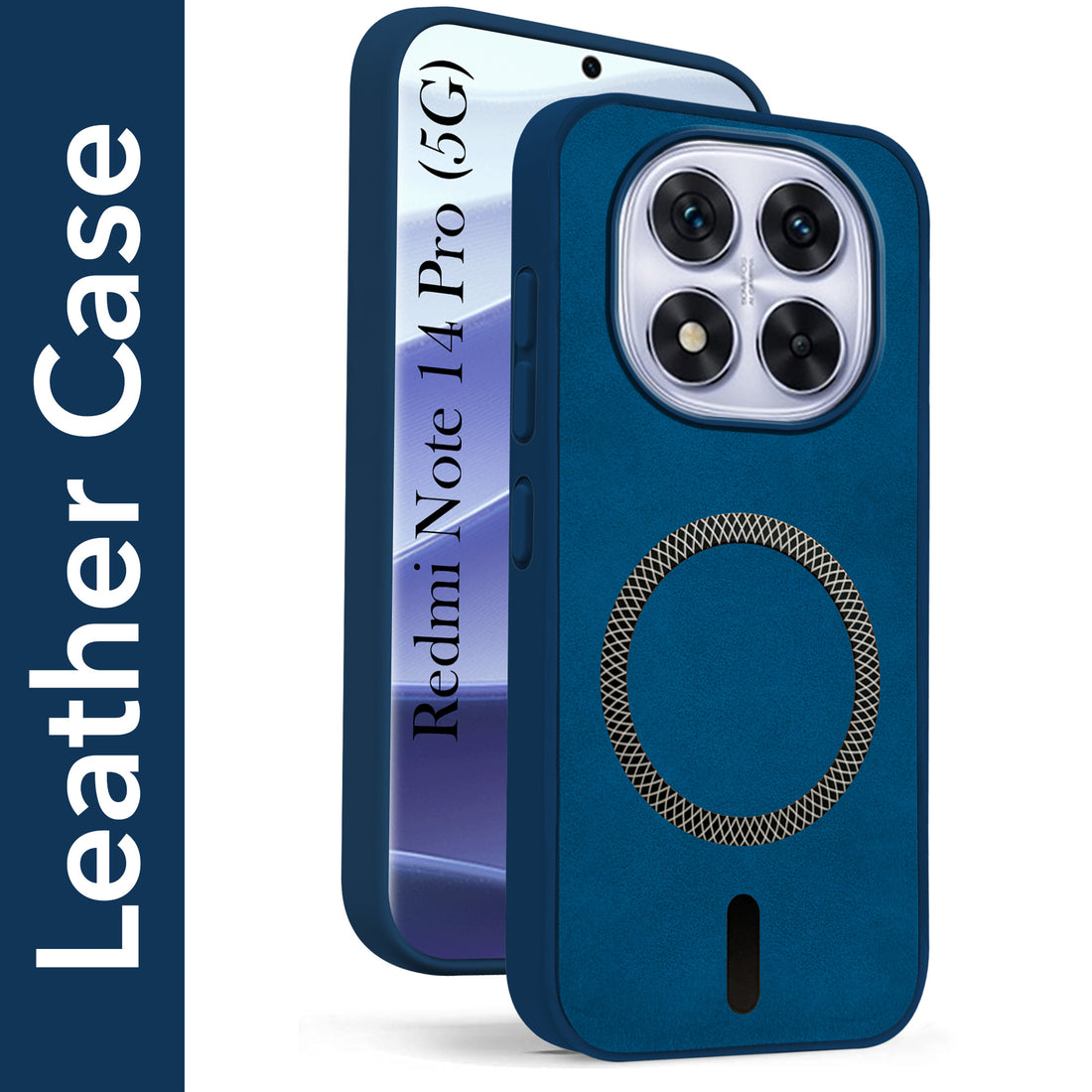 For Redmi Note 14 Pro Back Cover Case Leather Finish (MagSafe Compatible Wireless Charging | Soft Touch | Camera Bump Protection)