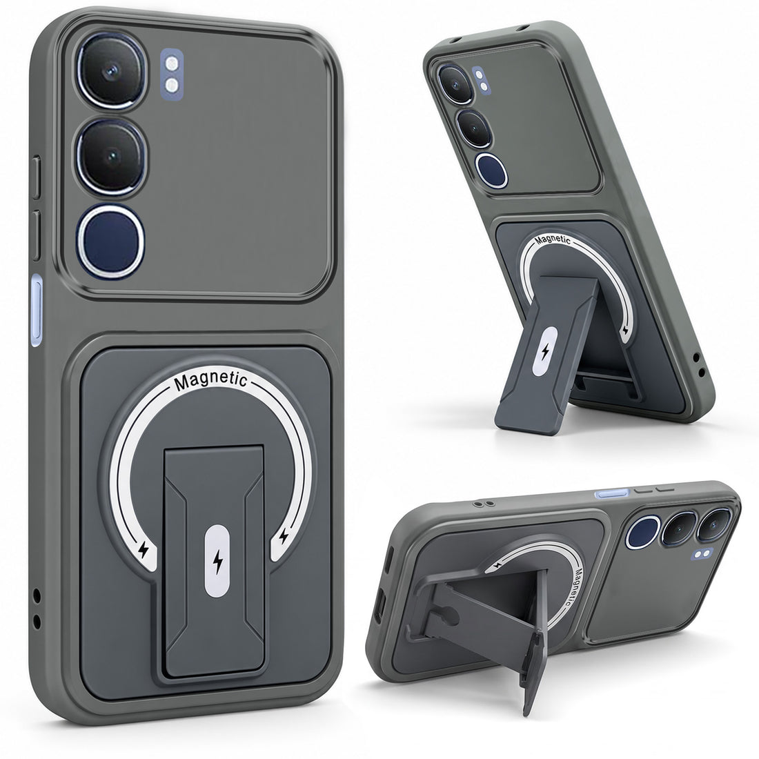 For Vivo Y29 Back Case Cover Metallic (Hybrid Armor Kickstand | MagSafe Compatible | Camera Protection Shockproof)