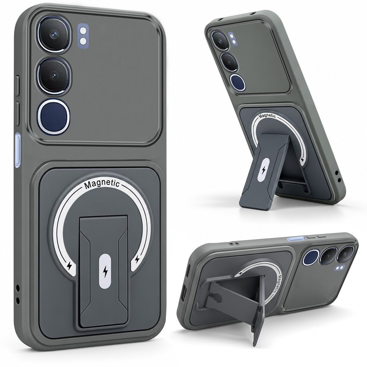 For Vivo Y29 Back Case Cover Metallic (Hybrid Armor Kickstand | MagSafe Compatible | Camera Protection Shockproof)