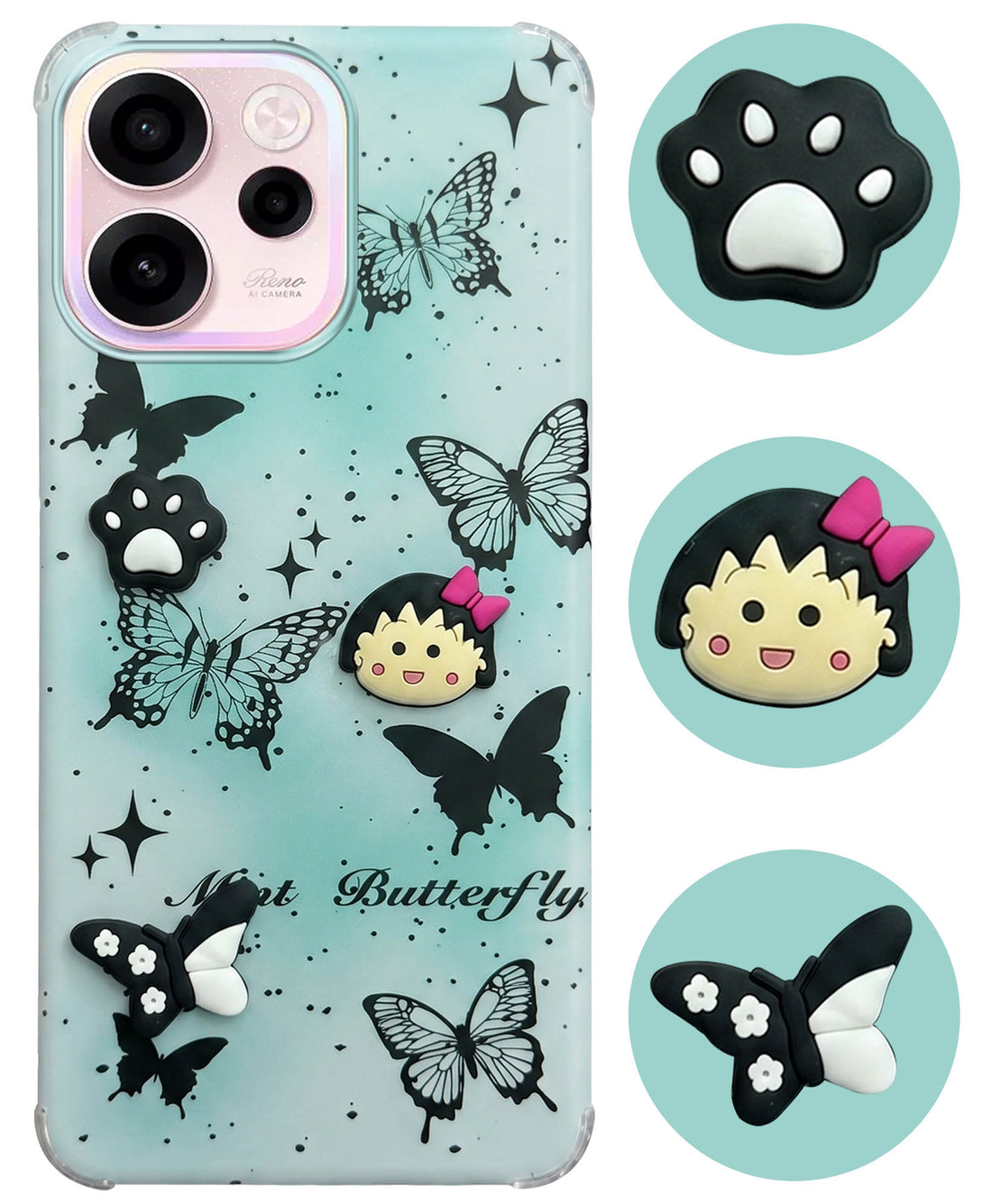 For Oppo Reno 15c Back Cover Case (3D Cute Cartoons | Hard Back Side Soft | Matte Premium Finish | HD Printing)