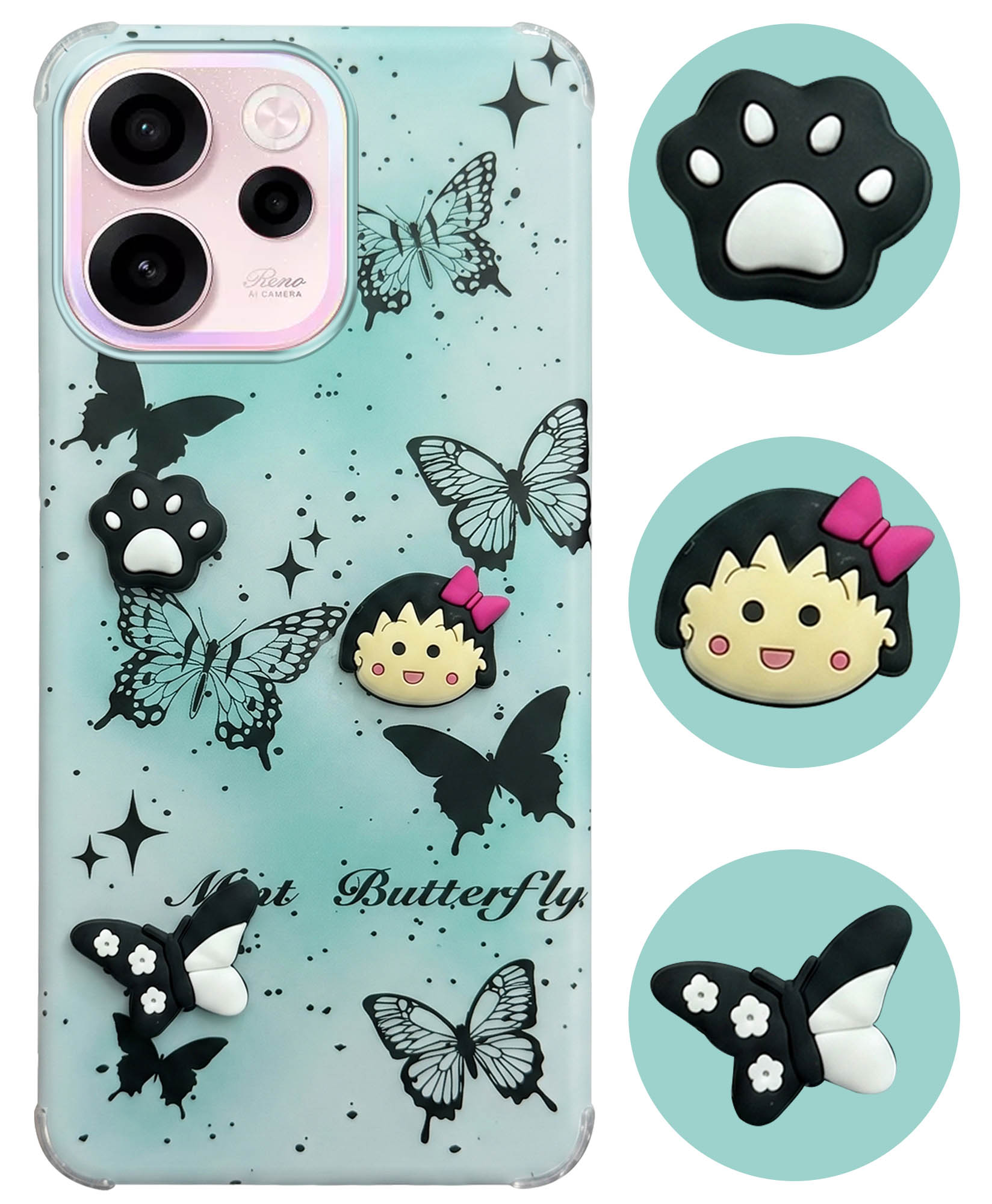 For Oppo Reno 15c Back Cover Case (3D Cute Cartoons | Hard Back Side Soft | Matte Premium Finish | HD Printing)
