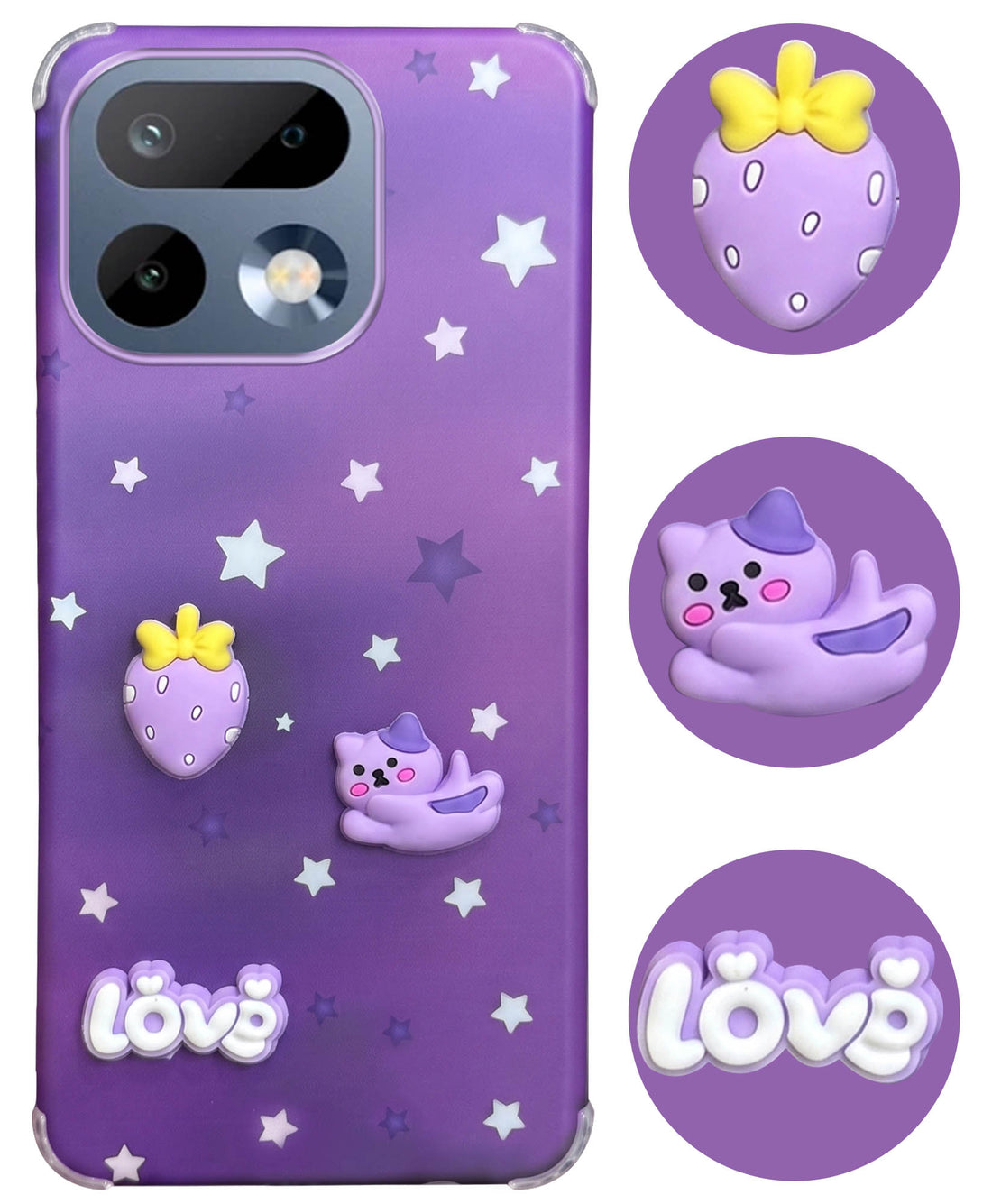 For Realme 16 Pro Back Cover Case (3D Cute Cartoons | Hard Back Side Soft | Matte Premium Finish | HD Printing)