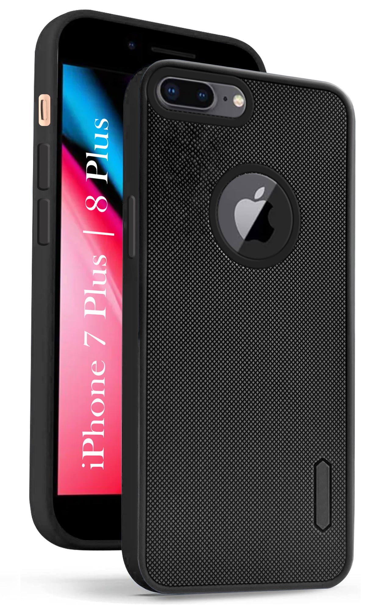 For Apple iPhone 7 Plus | iPhone 8 Plus Back Cover Case (Textured Grip Design | Micro-Fiber Cloth Inside | Slim and Light Weight | Soft Touch and Feel | Black)
