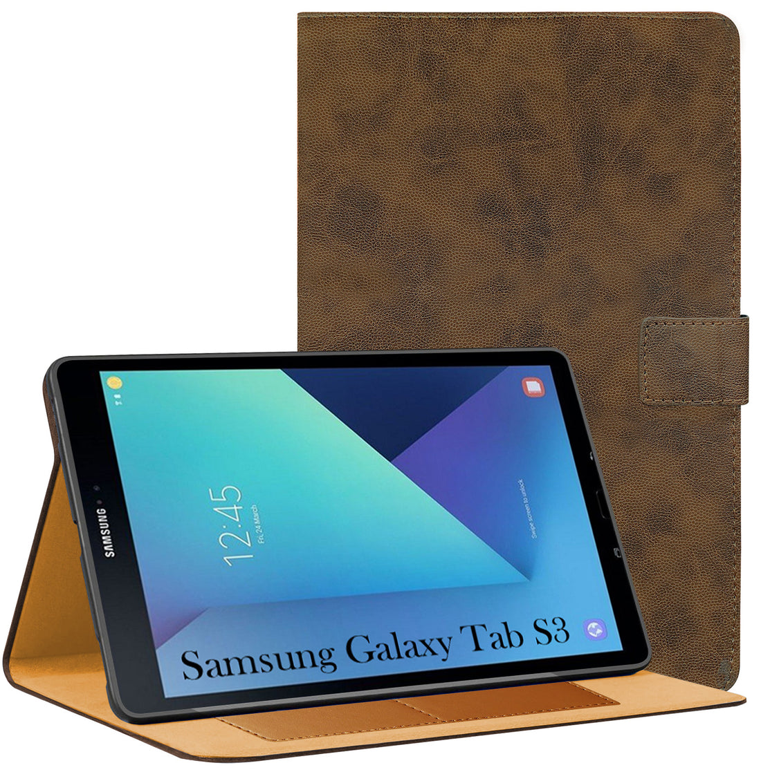 For Samsung Galaxy Tab S3 T825 9.7 Inch SM-T820/T825/T825Y  Flip Cover Folio Cover (PU Leather | Multi-Angle Smart Stand | Card Storage Slots | Silicone Back Pouch)