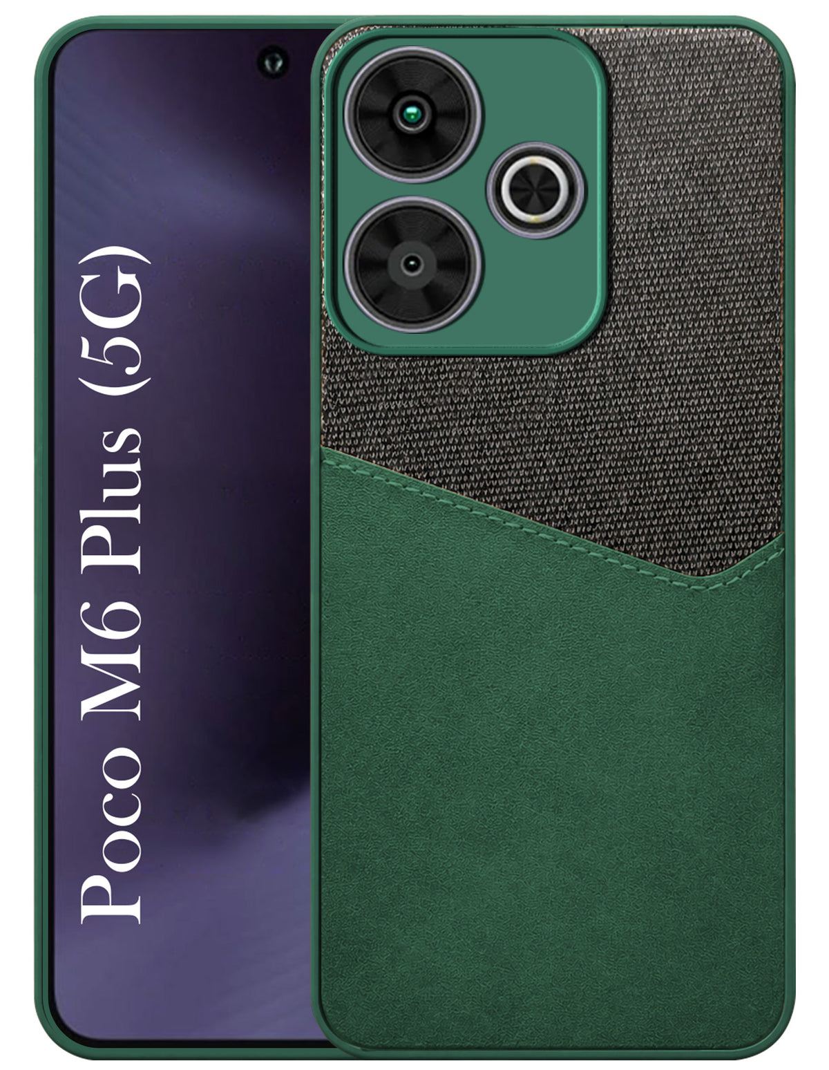 For Poco M6 Plus 5G Back Cover Case (Dual PU Leather Stitch | Professional Minimalist | Soft and Flexible)