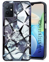 For Vivo Y75 5G | Y55 5G Back Cover Case (Dual Design Glitter Sparkle and Detachable Diamond Print Case | Soft and Flexible)