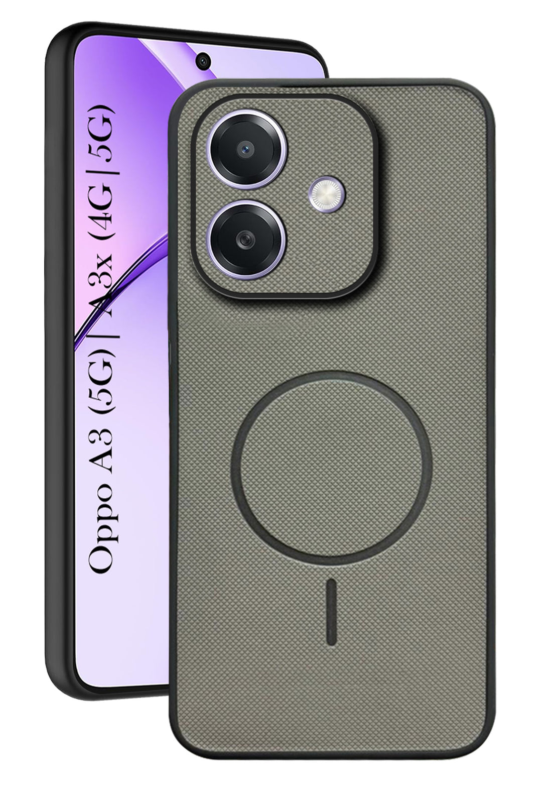 For Oppo A3X (4G/5G) | Oppo A3 5G Back Cover Case PU Leather (Texture Grip Design | Professional Minimalist | Camera Protection | Soft and Flexible)
