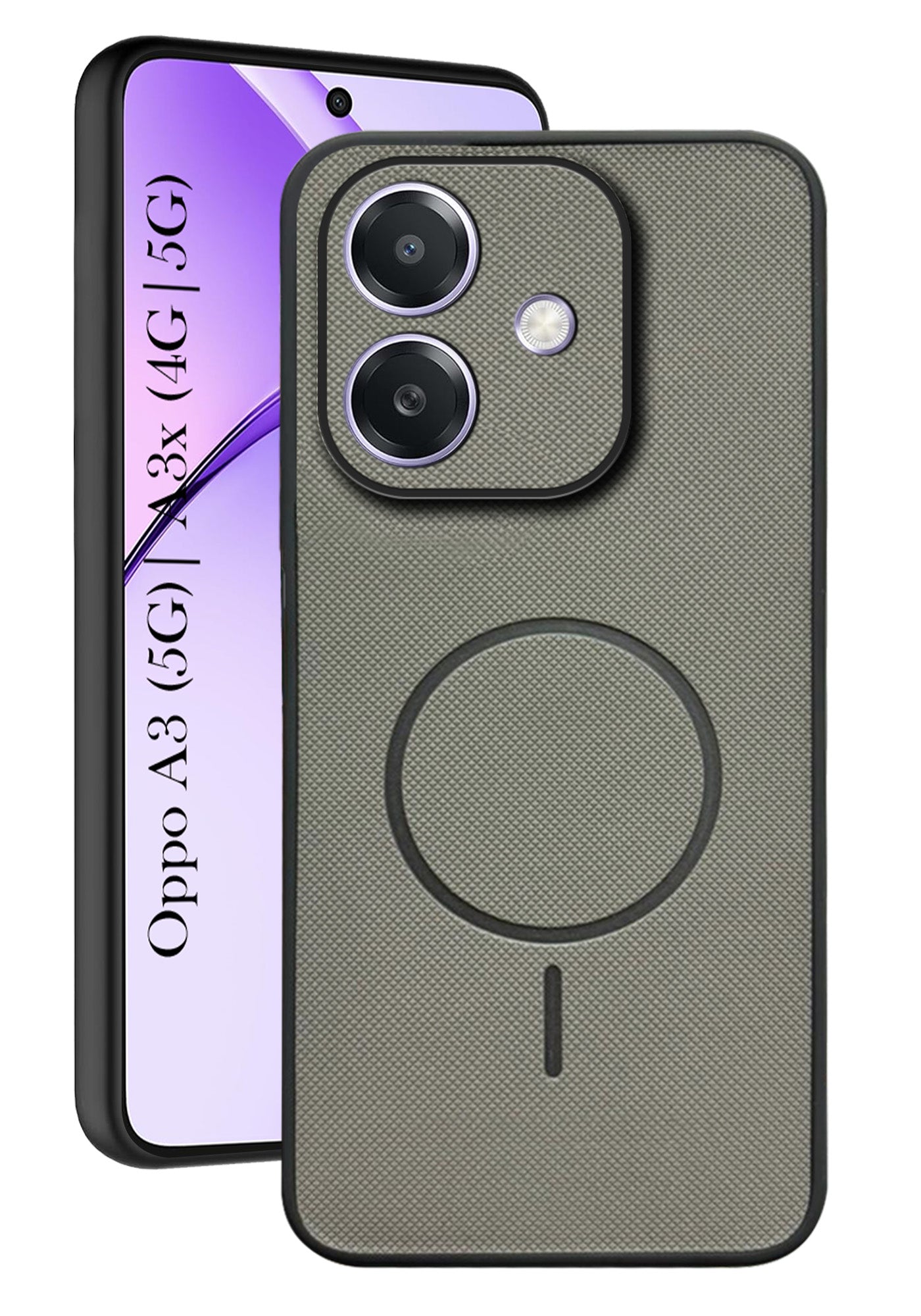 For Oppo A3X (4G/5G) | Oppo A3 5G Back Cover Case PU Leather (Texture Grip Design | Professional Minimalist | Camera Protection | Soft and Flexible)