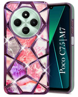 For Poco C75 | Poco M7 Back Cover Case ( Dual Design Glitter Sparkle and Detachable Diamond Print Case | Soft and Flexible)