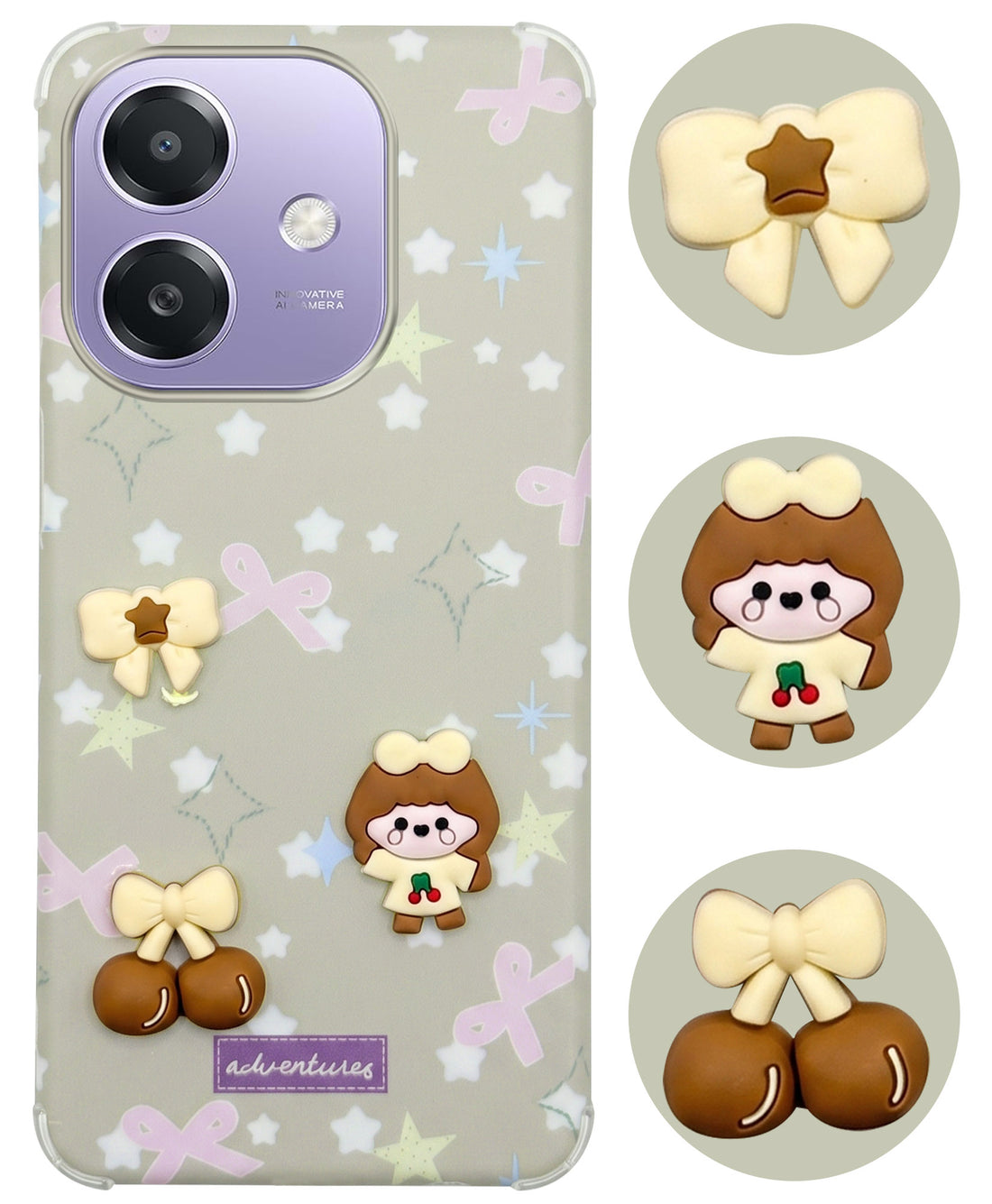 For Oppo A3X (4G/5G) | Oppo A3 5G Back Cover Case (3D Cute Cartoons | Hard Back Side Soft | Matte Premium Finish | HD Printing)