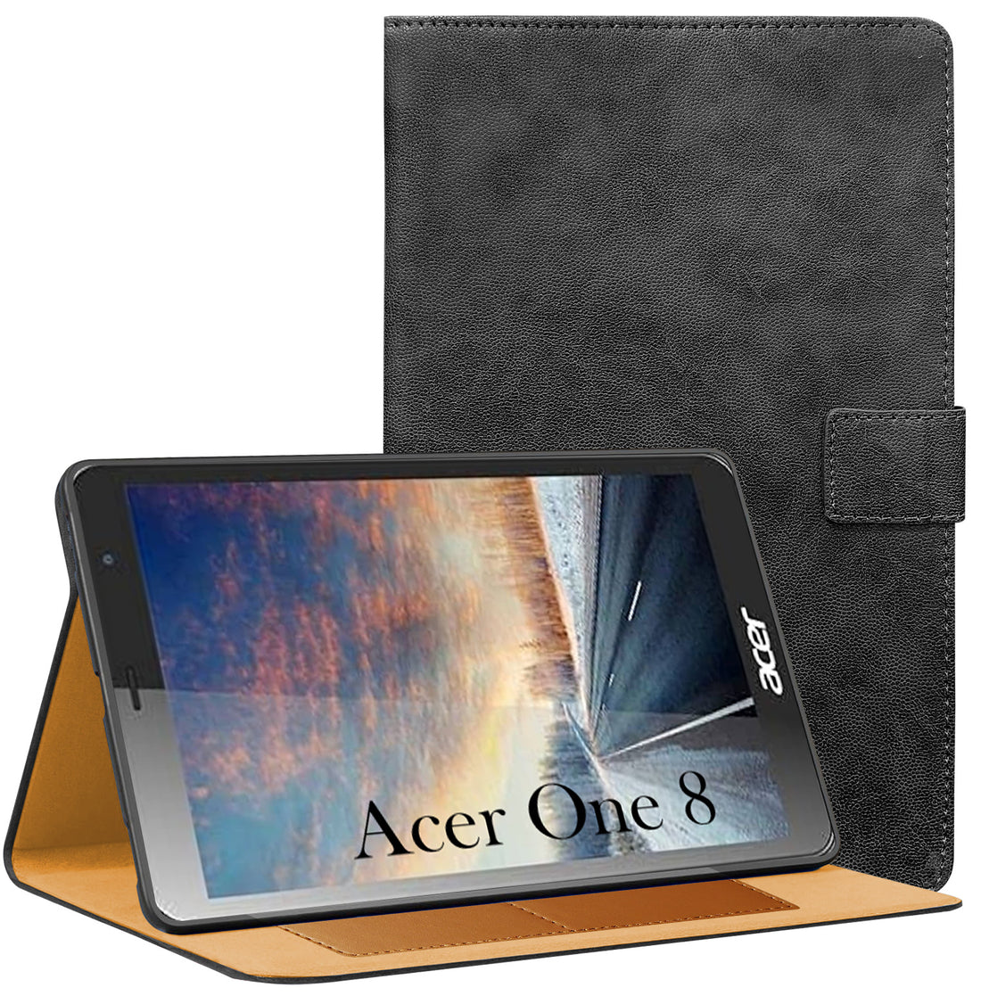 For Acer One 8 8 Inch Flip Cover Folio Cover (PU Matte Leather | Multi-Angle Smart Stand | Card Storage Slots | Silicone Back Pouch)