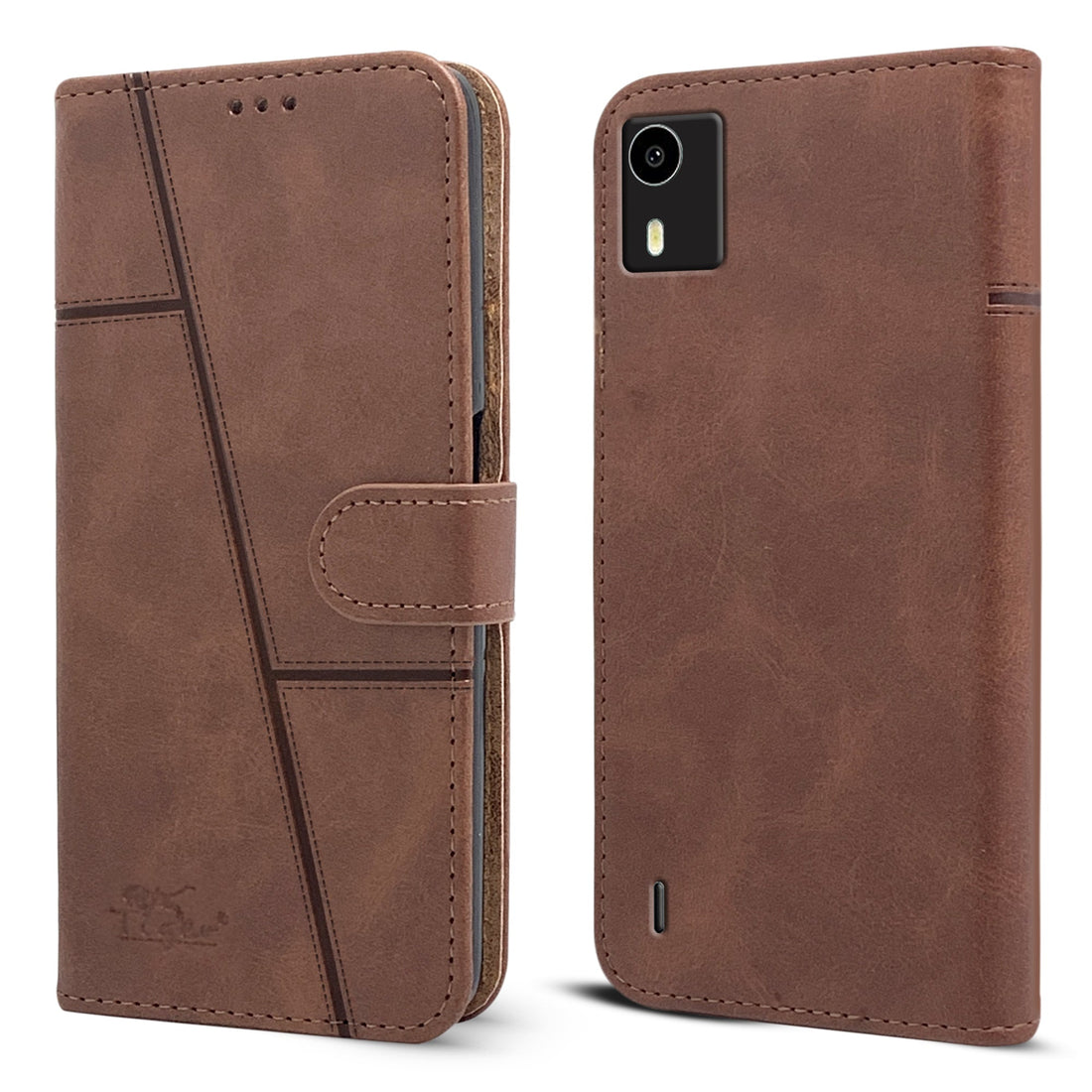 For Nokia C12 Flip Cover Case ( Stitched Leather with Magnetic Closure)