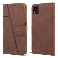 For Nokia C12 Flip Cover Case ( Stitched Leather with Magnetic Closure)