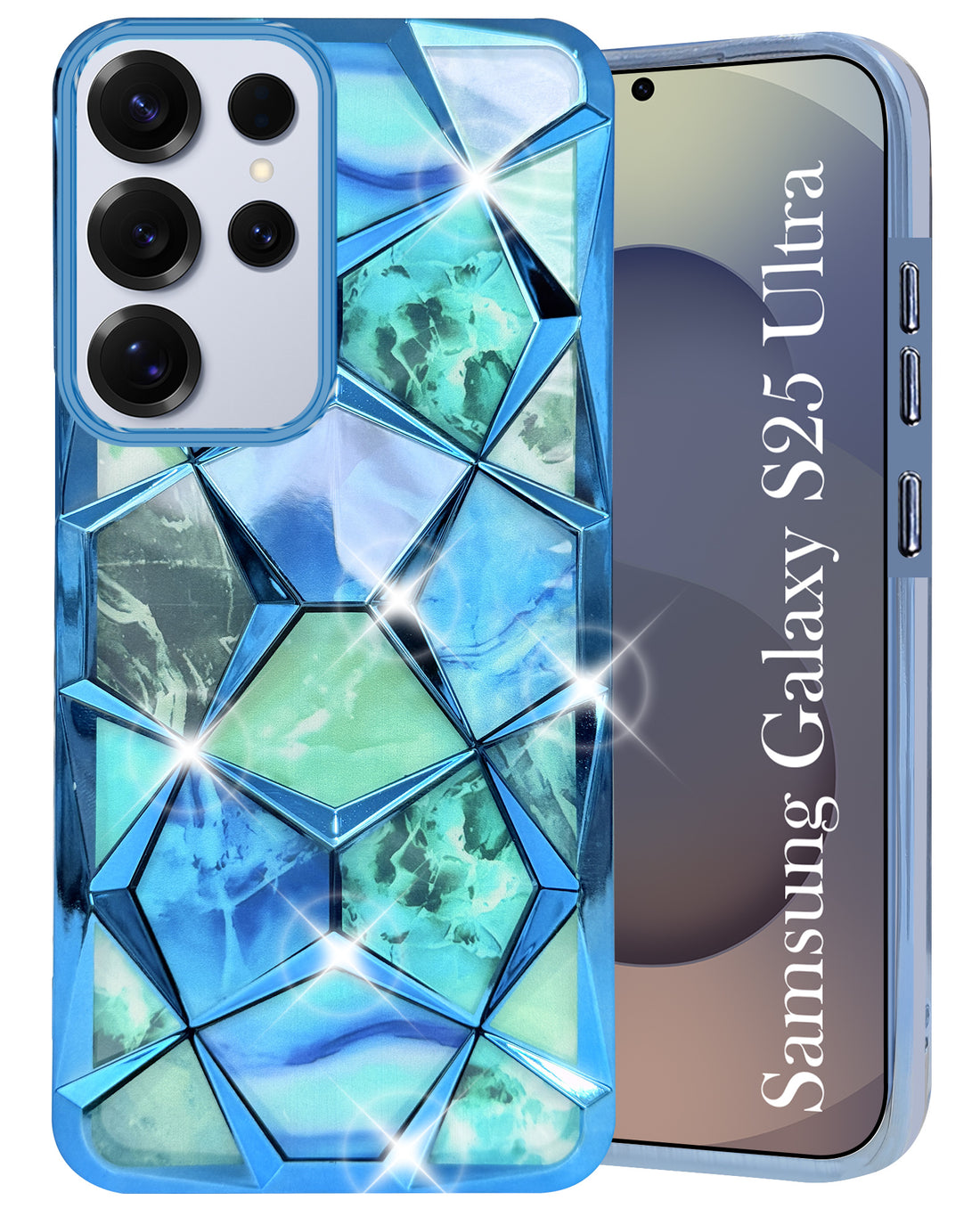 For Samsung Galaxy S25 Ultra Back Cover Case ( Dual Design Glitter Sparkle and Detachable Diamond Print Case | Soft and Flexible)