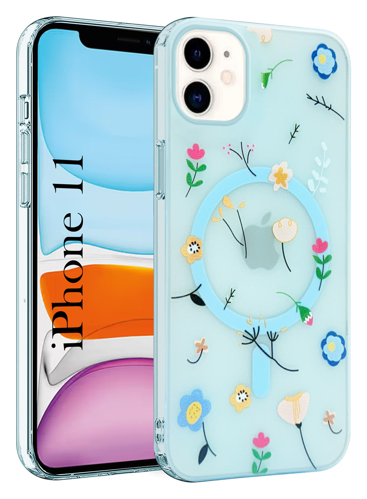 For Apple iPhone 11 (Cute Floral Design | Flower Print for Girls | MagSafe Compatible Wireless Charging)
