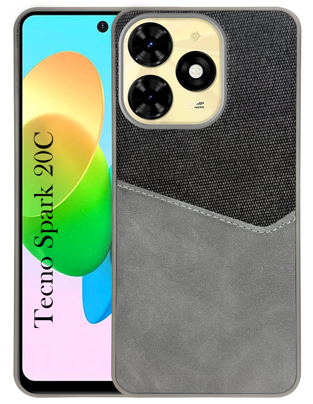 For Tecno Spark 20C Back Cover Case (Dual PU Leather Stitch | Professional Minimalist | Soft and Flexible)