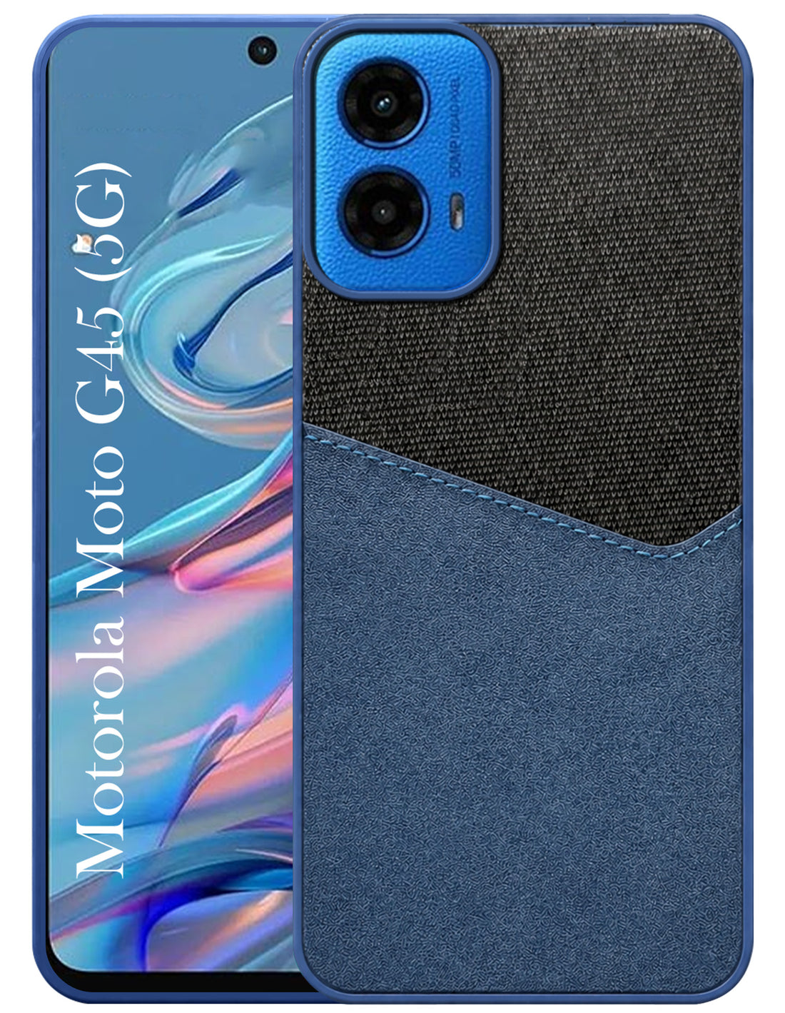 For Motorola Moto G45 Back Cover Case (Dual PU Leather Stitch | Professional Minimalist | Soft and Flexible)