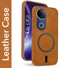 For Vivo T4R Back Cover Case Leather Finish (MagSafe Compatible Wireless Charging | Soft Touch | Camera Bump Protection)