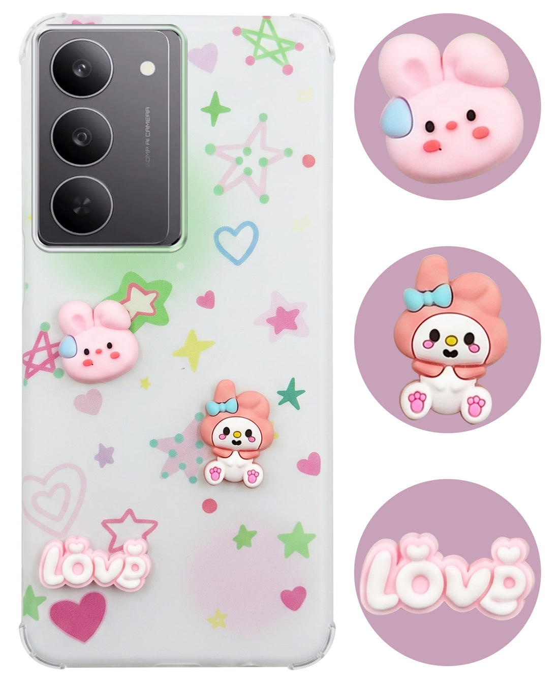 For Realme 14X Back Cover Case (3D Cute Cartoons | Hard Back Side Soft | Matte Premium Finish | HD Printing)