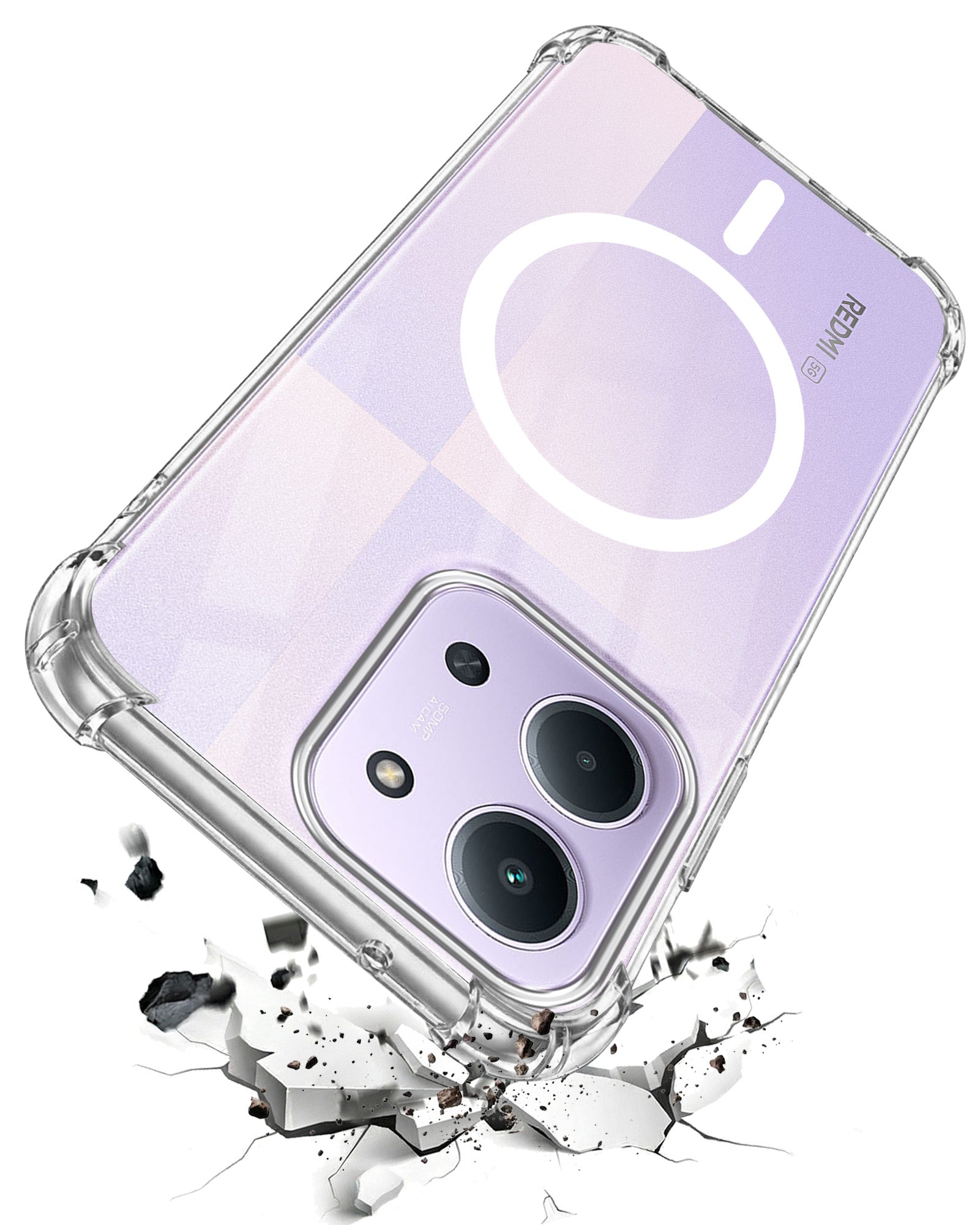 For Redmi 15C Back Cover Shockproof Crystal-Clear (Magsafe Wireless Support | Drop & Camera Protection | Hard Polycarbonate)