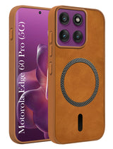 For Motorola Moto Edge 60 Pro Back Cover Case Leather Finish (MagSafe Compatible Wireless Charging | Soft Touch | Camera Bump Protection)