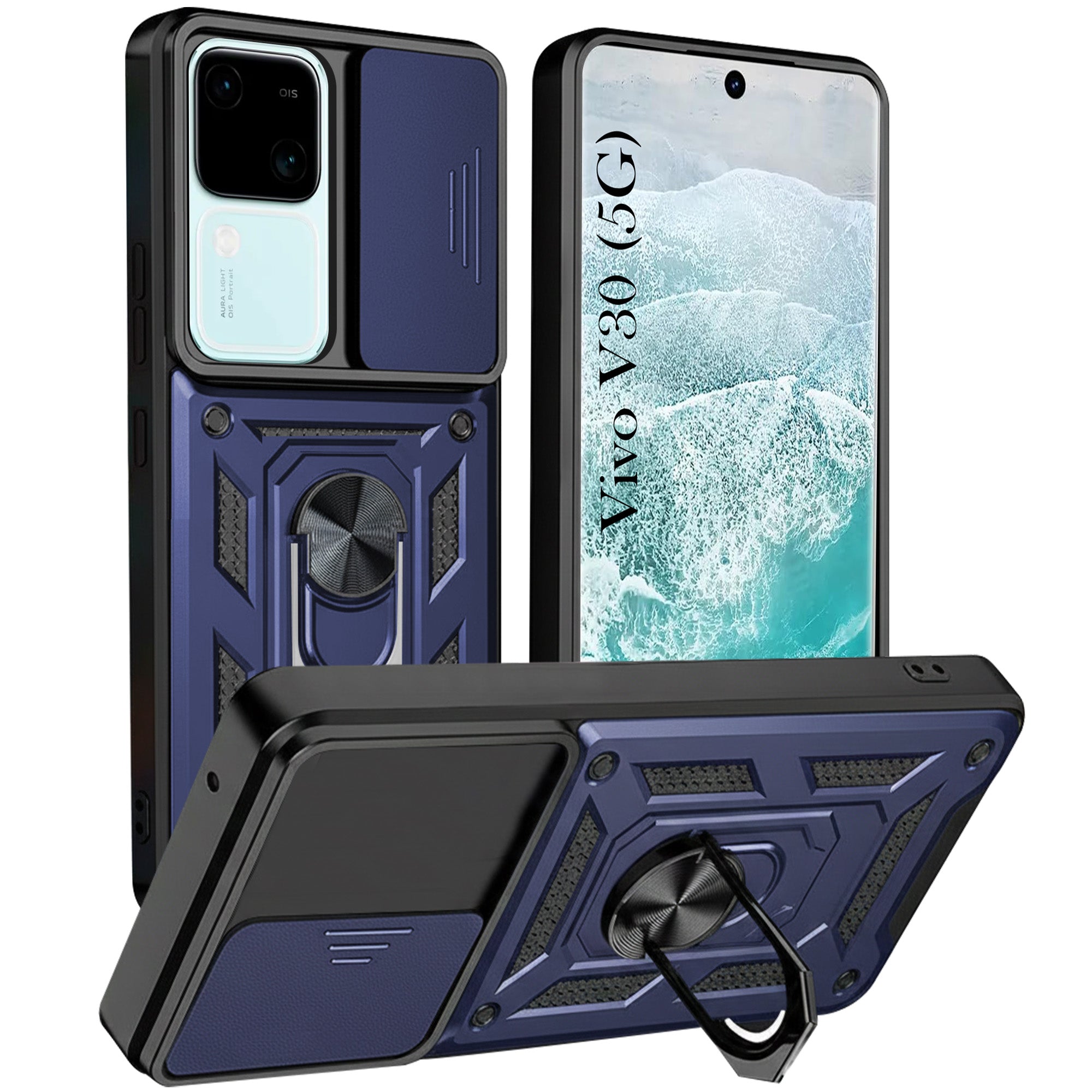 For Vivo V30 5G Back Cover Case ( Hybrid Dual Armor Polycarbonate | Carbon Black)