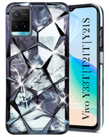 For Vivo Y33T | Vivo Y21T | Vivo Y21s Back Cover Case (Dual Design Glitter Sparkle and Detachable Diamond Print Case | Soft and Flexible)