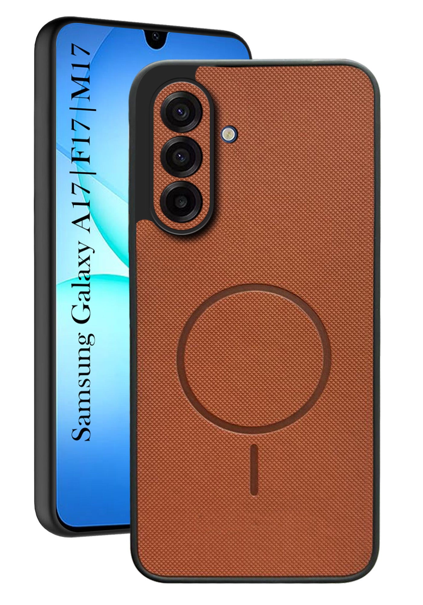 For Samsung Galaxy A17 | Samsung F17 | Samsung M17 5G Back Cover Case PU Leather (Texture Grip Design | Professional Minimalist | Camera Protection | Soft and Flexible)