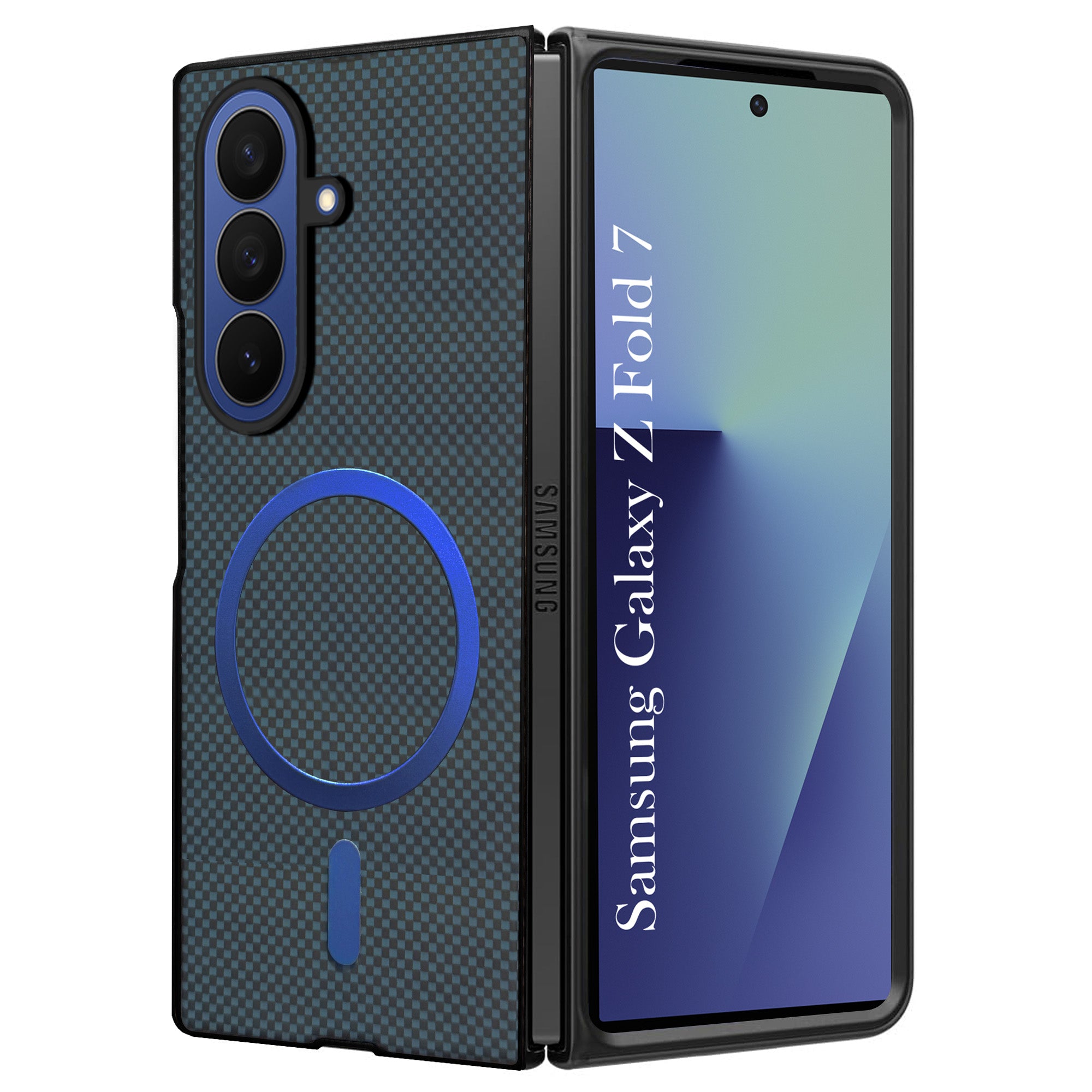 For Samsung Galaxy Z Fold 7 Back Cover Case (MagSafe Wireless Charging Compatible | Hexa Leather Finish | Inside Microfiber Cloth)